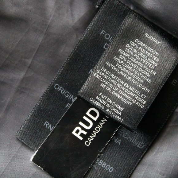 Rudsak Sophie Down Coat with Leather Belt / Small / Grey Black Down - Picture 16 of 16